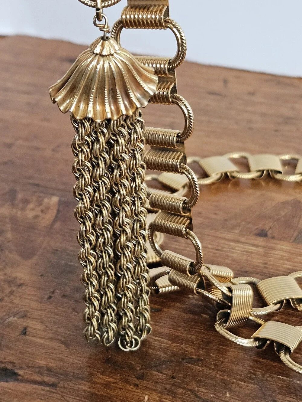 Vintage Napier Bikini Belt Gold-tone Link Chain Belt With Tassel 1960s